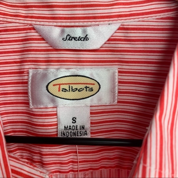 Talbots Red & White Stripe Button Up Short Sleeve - Picture 3 of 7